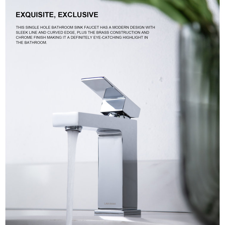 Chrome Single Handle Bathroom Faucet with Pop-Up Drain Assembly