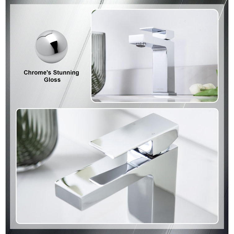Chrome Single Handle Bathroom Faucet with Pop-Up Drain Assembly