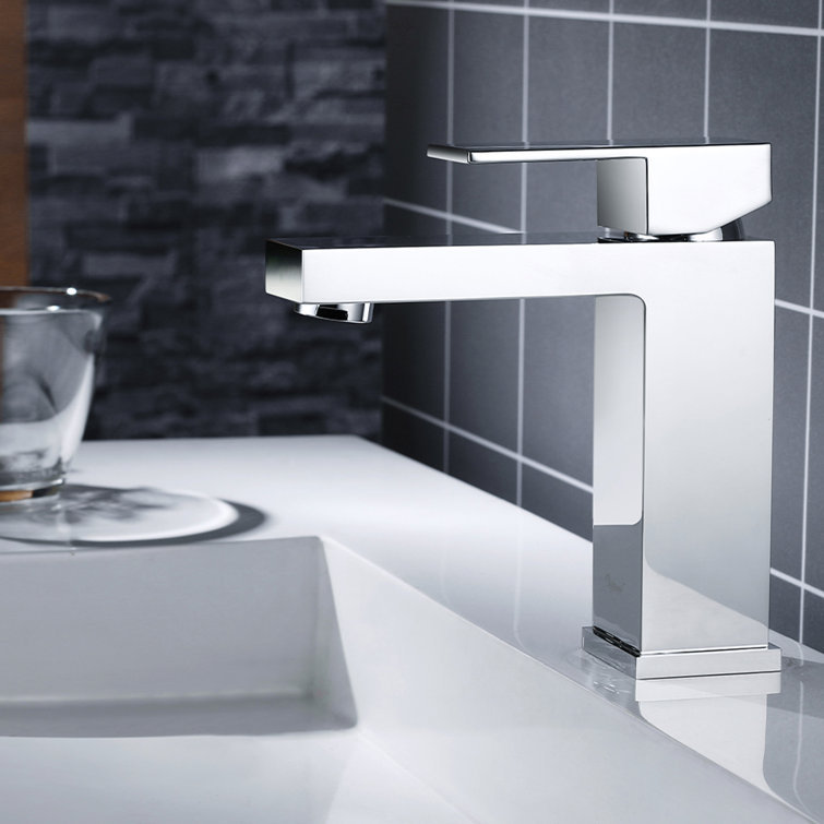 Chrome Single Handle Bathroom Faucet with Pop-Up Drain Assembly