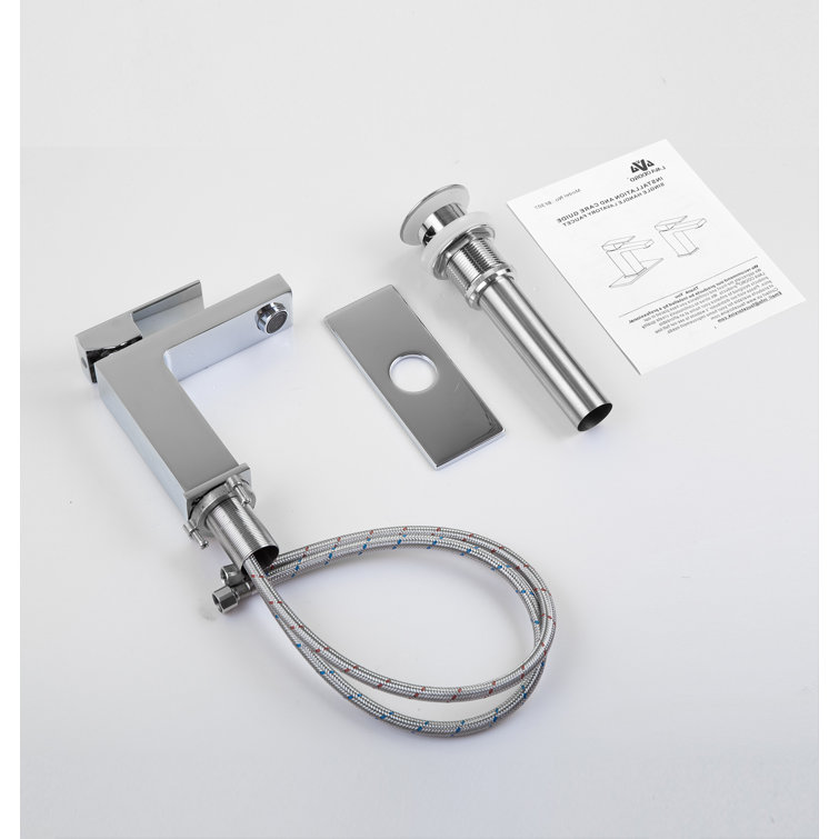 Chrome Single Handle Bathroom Faucet with Pop-Up Drain Assembly