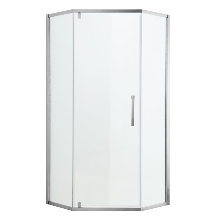 34" Chrome Semi-Frameless Neo Angle Shower Enclosure with Clear Glass