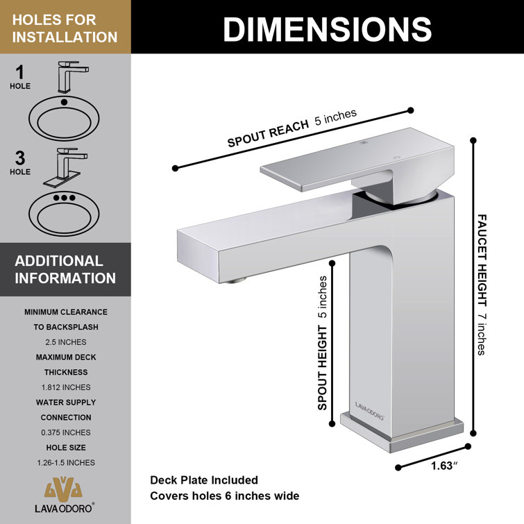 Chrome Single Handle Bathroom Faucet with Pop-Up Drain Assembly