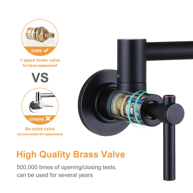 Oil Rubbed Bronze Wall Mounted Pot Filler Faucet with Ceramic Valve