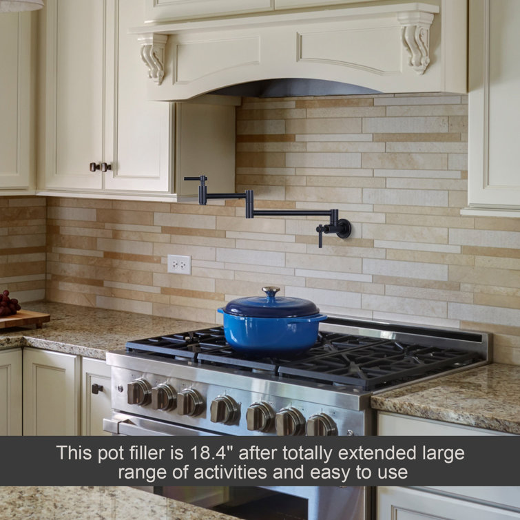 Oil Rubbed Bronze Wall Mounted Pot Filler Faucet with Ceramic Valve