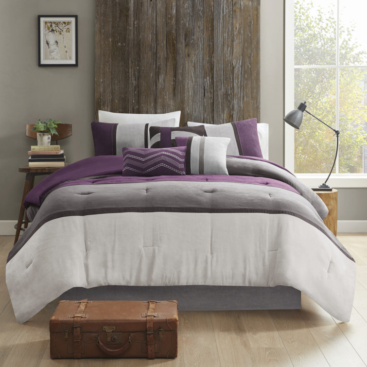 California King Purple Microfiber Comforter Set