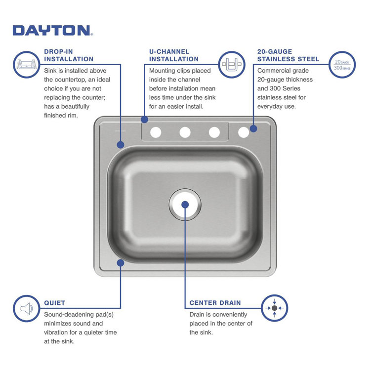 Elite Satin Stainless Steel Single Bowl Drop-In Kitchen Sink