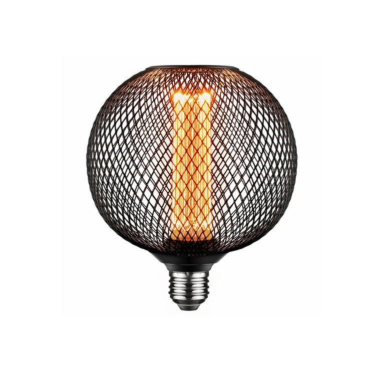 Warm Black Globe LED Bulb with Metal Cage
