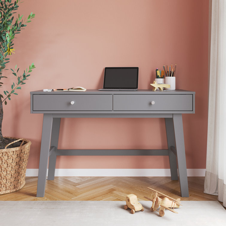Cool Gray Wood Writing Desk with Drawer, 48"