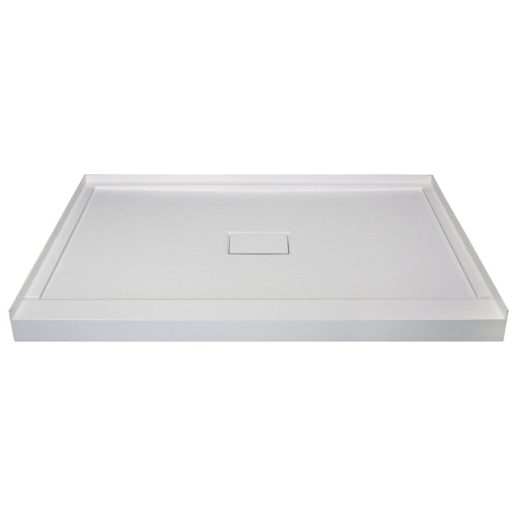 Gray 48'' Rectangular Low Threshold Shower Base with Center Drain