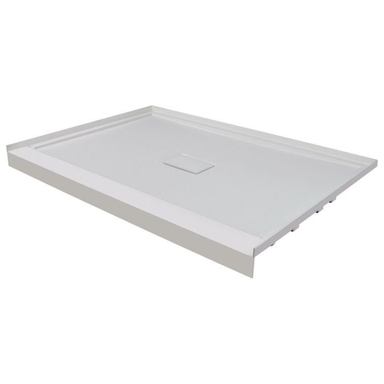Gray 48'' Rectangular Low Threshold Shower Base with Center Drain