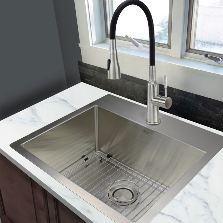 25'' Silver Stainless Steel Drop-In Undermount Laundry Sink