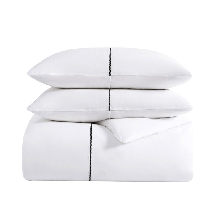 Zig Zag White Cotton Sateen King Comforter Set