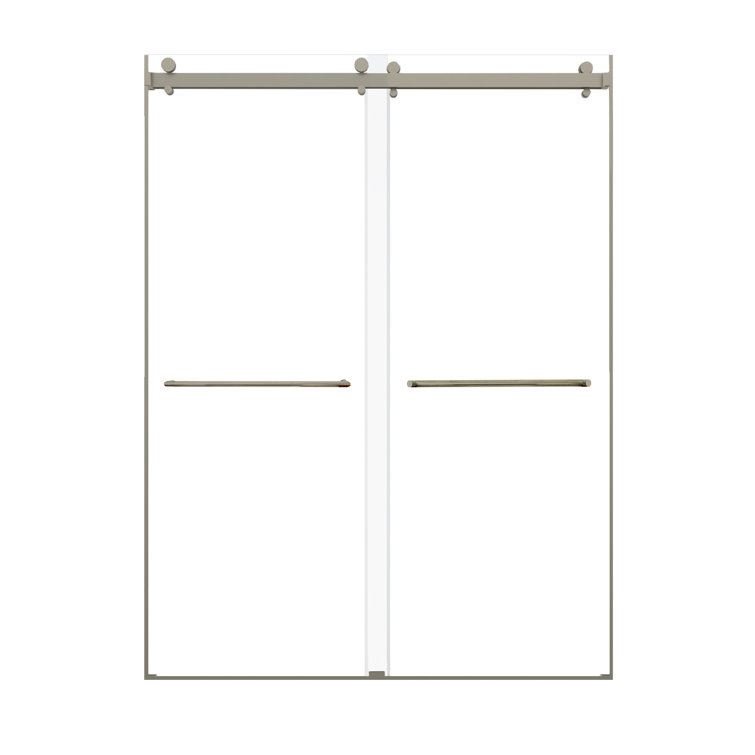 Brooklyn 60" Frameless Sliding Shower Door in Brushed Nickel with Clear Glass
