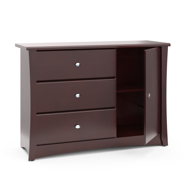 Espresso 3-Drawer Combo Nursery Dresser with Cabinet