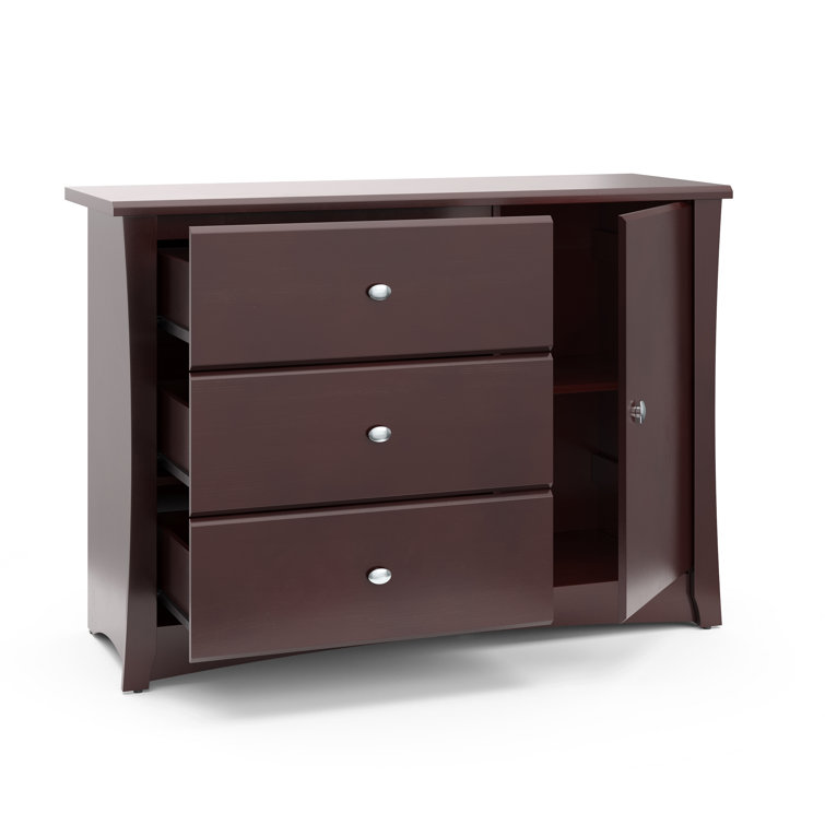 Espresso 3-Drawer Combo Nursery Dresser with Cabinet