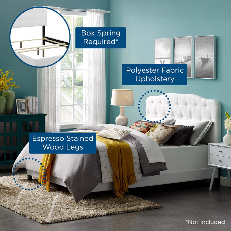 Chic White Full/Double Tufted Polyester Upholstered Bed Frame