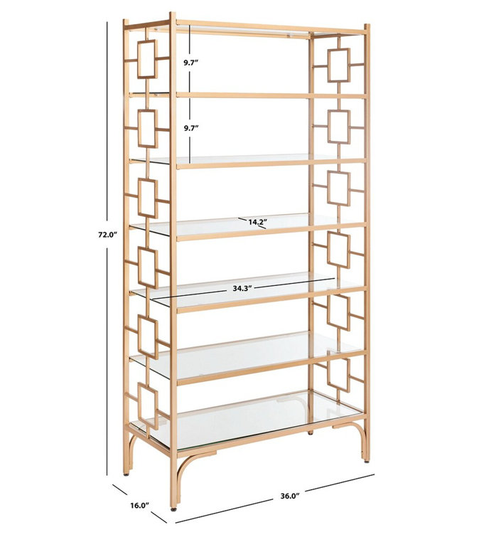 Brooklyn Gold Quatrefoil 7-Tier Glass Etagere Bookcase