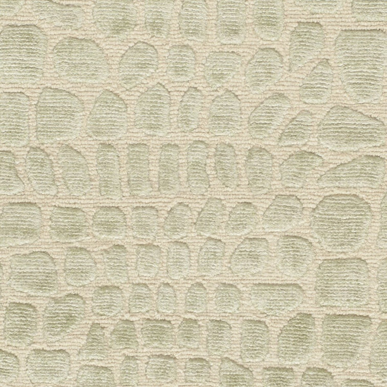 Hand-Knotted Hanging Moss Green Wool and Silk Area Rug