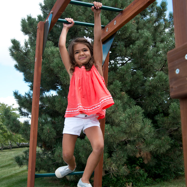 Green Powder-Coated Steel Monkey Bars for Kids