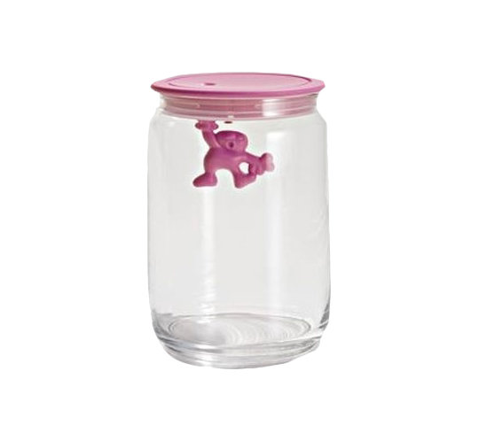Small White Glass Jar with Airtight Lid and Quirky Design