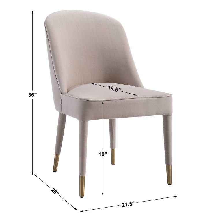 Cream Velvet Upholstered Parsons Side Chair with Metal Legs