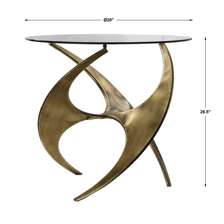 Artisan Gold Round Metal & Glass Occasional Table 28"