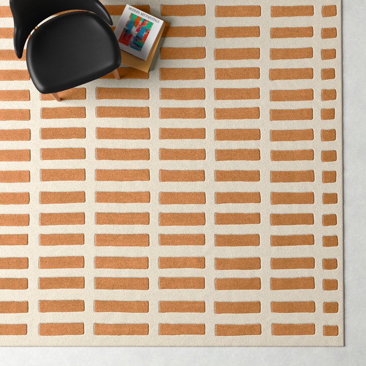 Maize Orange and Ivory Hand-Tufted Wool Rug, 8' x 10'