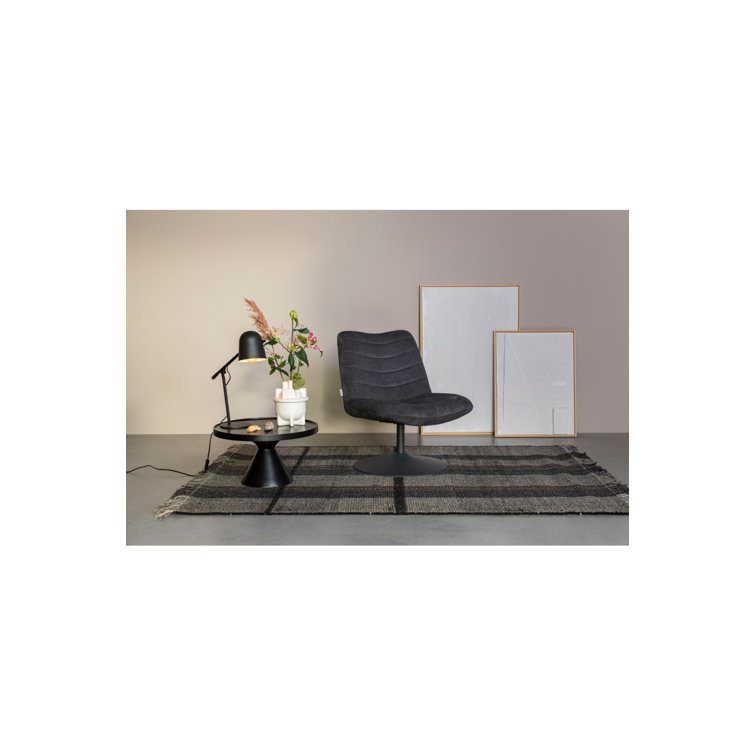 Gray Polyester Blend Swivel Accent Chair with Matching Legs