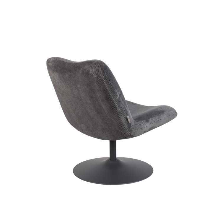 Gray Polyester Blend Swivel Accent Chair with Matching Legs