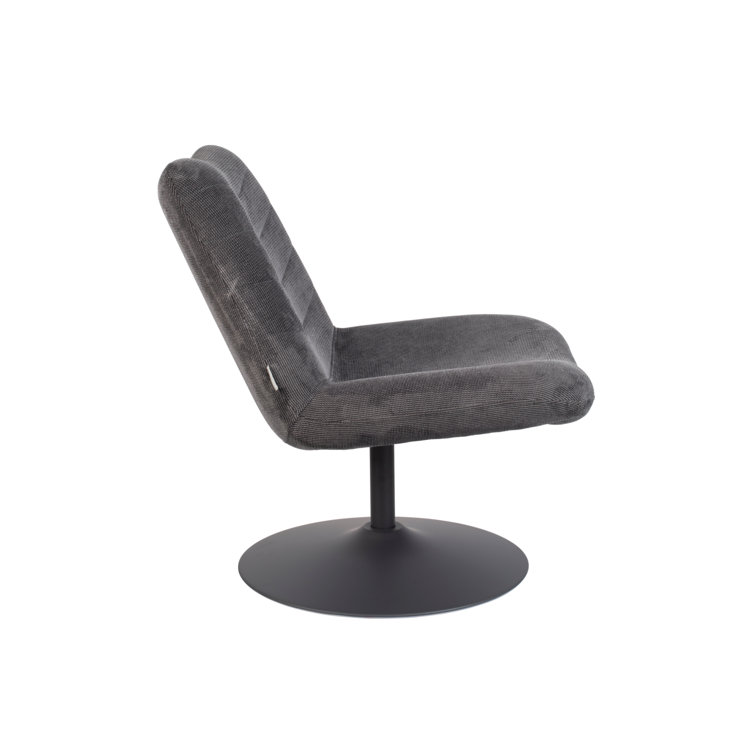 Gray Polyester Blend Swivel Accent Chair with Matching Legs