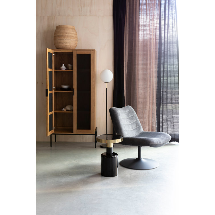 Gray Polyester Blend Swivel Accent Chair with Matching Legs