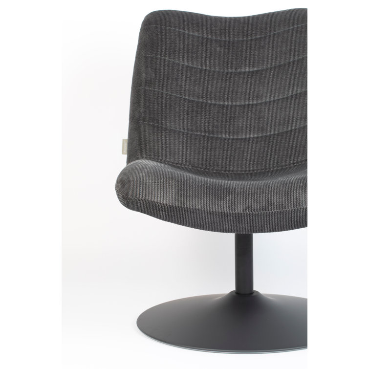 Gray Polyester Blend Swivel Accent Chair with Matching Legs