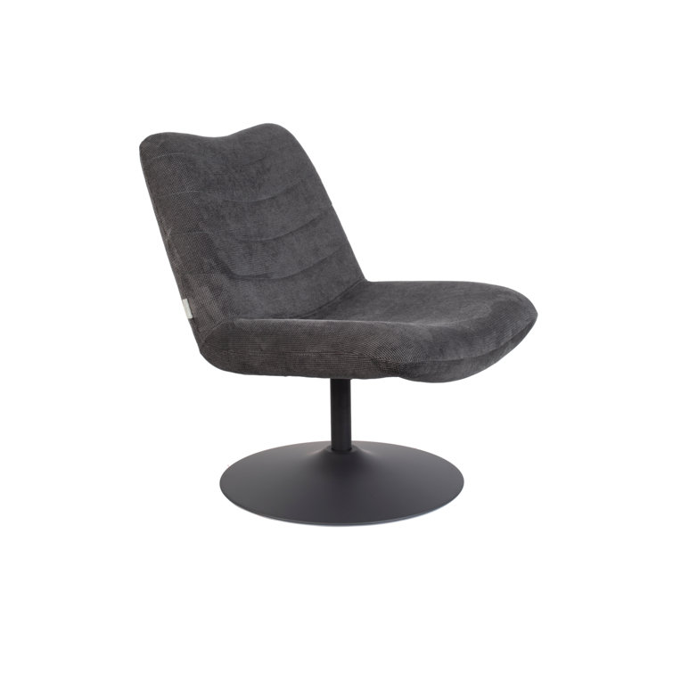 Gray Polyester Blend Swivel Accent Chair with Matching Legs
