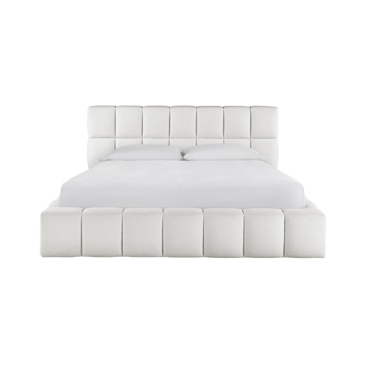 Canberra Ivory Upholstered Queen Bed with Headboard