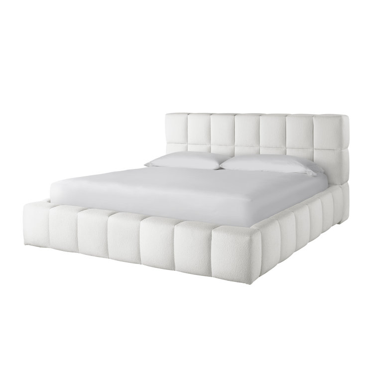 Canberra Ivory Upholstered Queen Bed with Headboard
