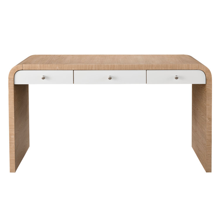 Tech Oak and Glacier 56" Writing Desk with Drawers