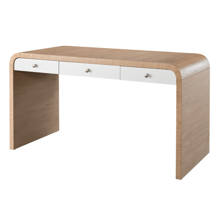 Tech Oak and Glacier 56" Writing Desk with Drawers