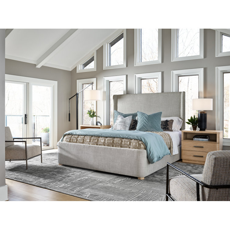 Queen Solaz Sand Upholstered Wood Frame Bed