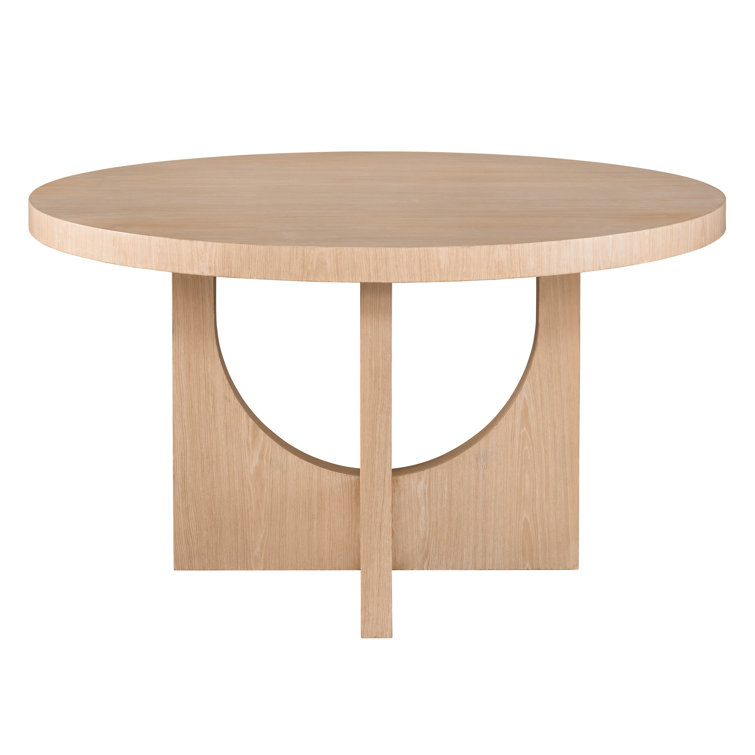 Tech Oak Round Dining Table with Interlocking Pedestals