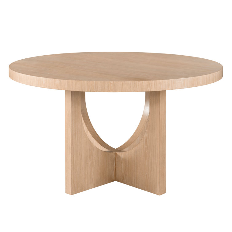 Tech Oak Round Dining Table with Interlocking Pedestals