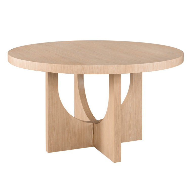 Tech Oak Round Dining Table with Interlocking Pedestals
