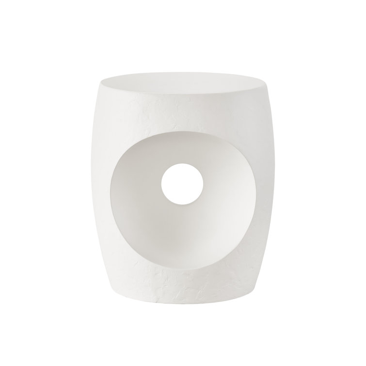 White Round Concrete and Plaster Accent Table