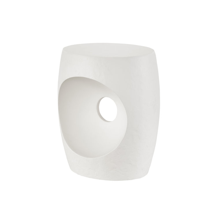 White Round Concrete and Plaster Accent Table