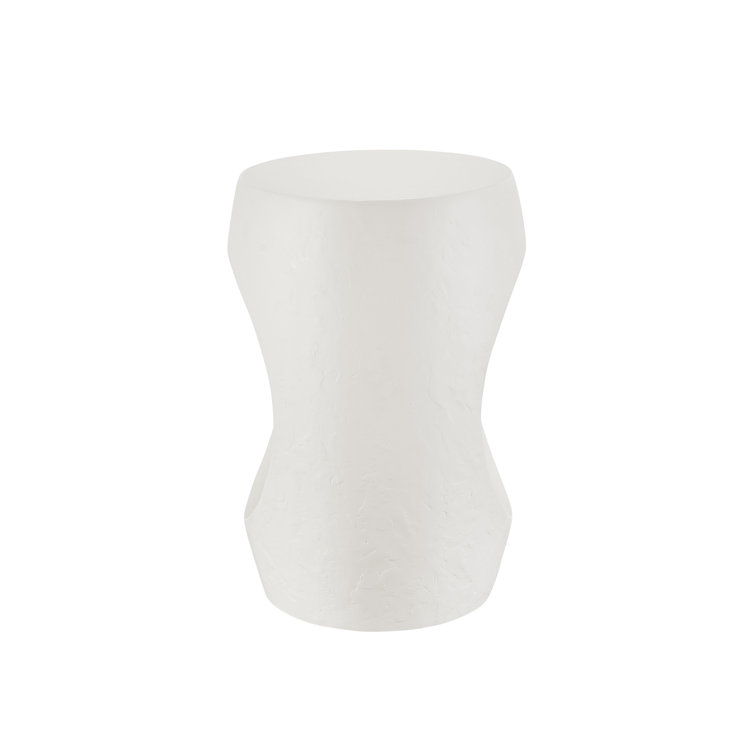 White Round Concrete and Plaster Accent Table