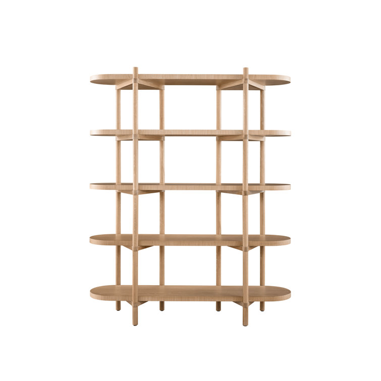 Elka Oak Finish 5-Tier Etagere Bookcase