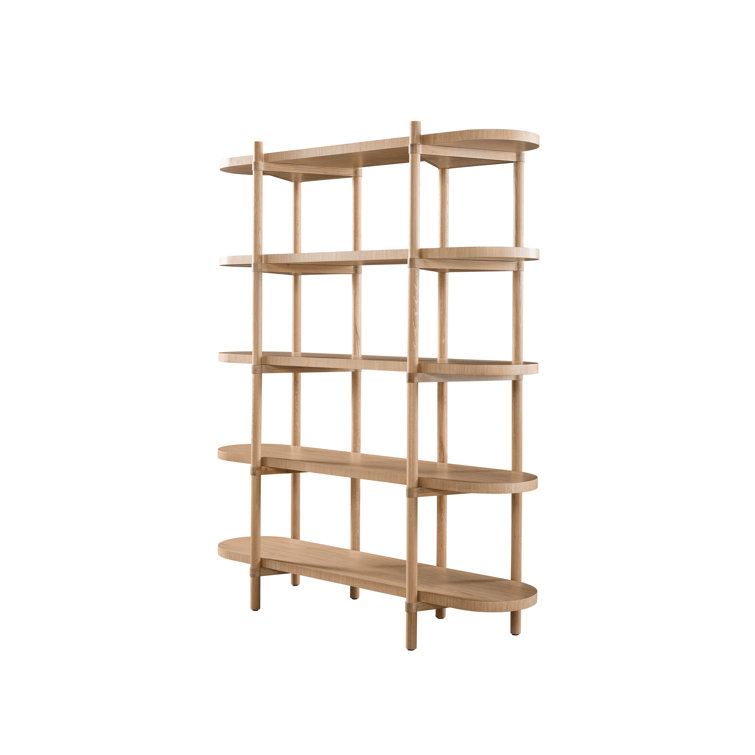 Modern Oak 5-Shelf Etagere Bookcase