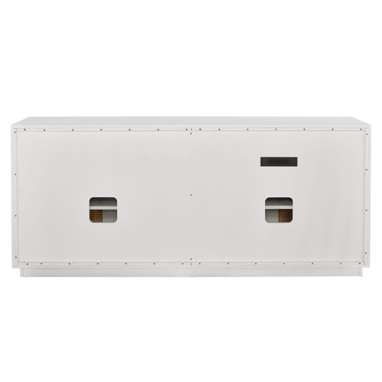 80'' White and Tan Cane Door Media Console