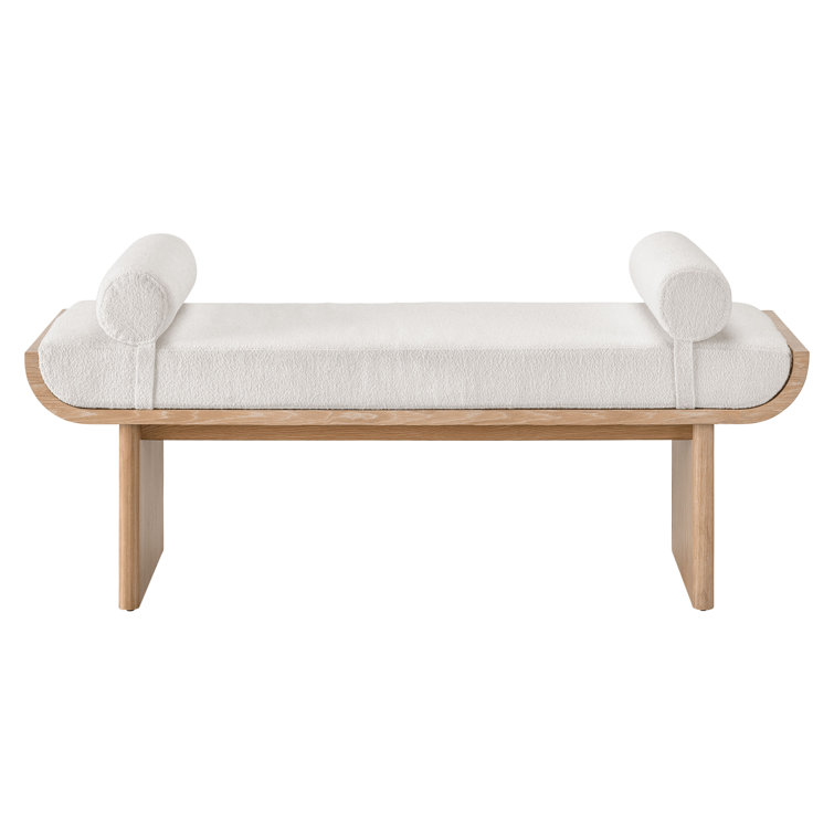 Canberra Ivory Upholstered Bench with Tech Oak Frame