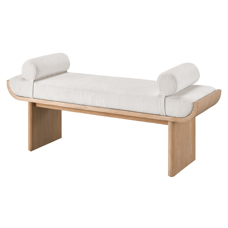Canberra Ivory Upholstered Bench with Tech Oak Frame