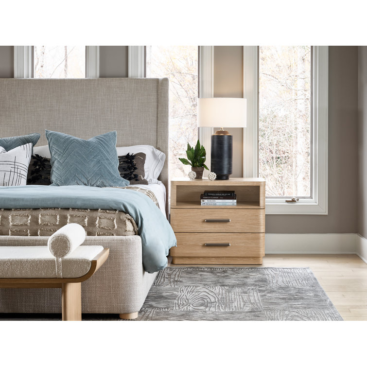 Canberra Ivory Upholstered Bench with Tech Oak Frame